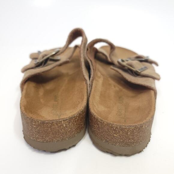 Eastland Mens Sandals Size 12 D Leather Cambridge Buckle Cork Tan Slide​​ - Picture 4 of 12